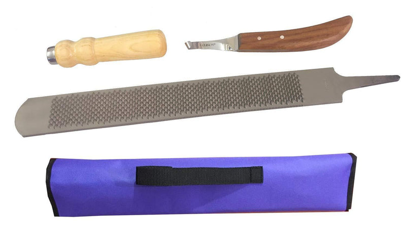 [Australia] - SiS EQUINOX Farrier Hoof Kit Hoof Rasp & Farrier Knife with Purple Wallet 3 Piece Kit 