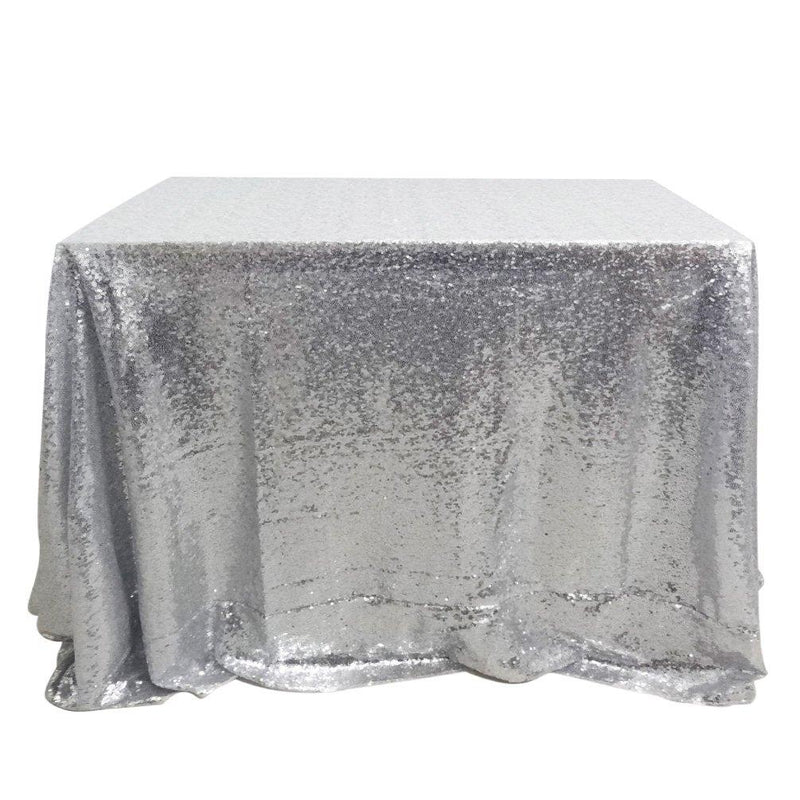 San Tungus 50 x 80-Inch Silver Rectangle Sparkly Sequin Tablecloth for Wedding/Party/Christmas Decorations 50x80 Inch Rectangular - PawsPlanet Australia