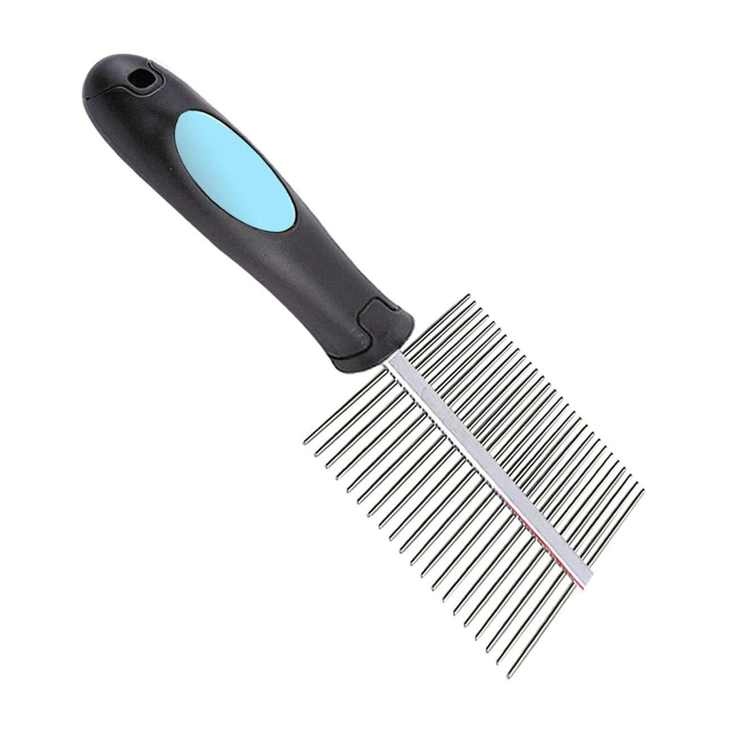 SunGrow Pet Comb for Dogs and Cats, Fur Detangling Tool, Grooming and Massage Comb, Removes Loose Hair, Knots and Mats, Rounded Stainless Steel Teeth, Fine Pins Prevent Scratching - PawsPlanet Australia