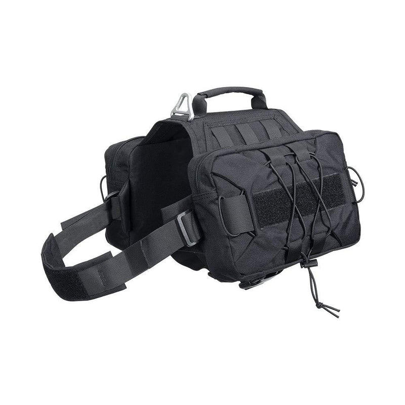 [Australia] - EXCELLENT ELITE SPANKER Dog Pack Hound Dog Saddle Bag Backpack for Travel Camping Hiking Medium & Large Dog with 2 Capacious Side Pockets Black 