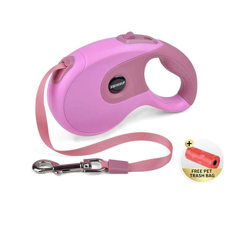 [Australia] - SWIHELP 16 ft Dog Leash Retractable, Pet Leash for Small Medium Large Dogs Up to 40 KG with One Button&Lock System for Training, Walking, Jogging (Pink) 