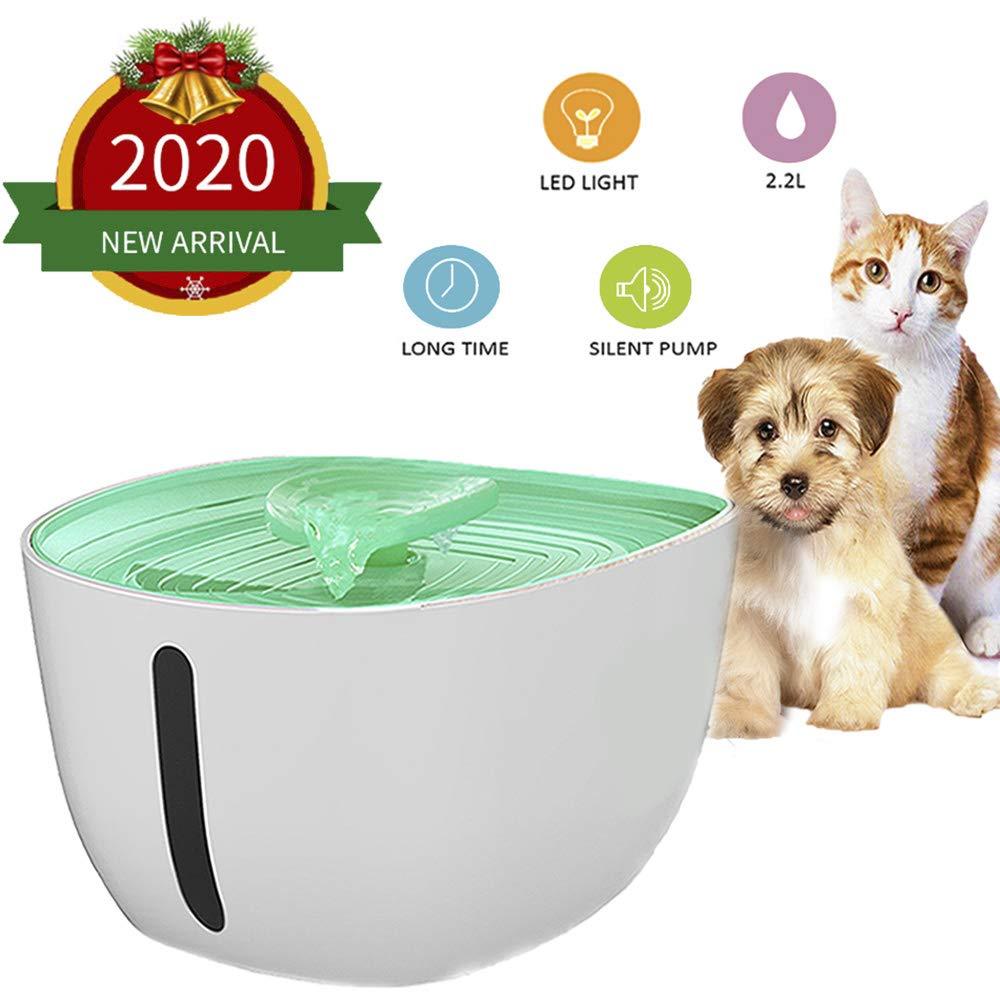 [Australia] - Pet Water Fountain Automatic Pet Filtered Water Dispenser with LED Light Silent Pump Easy to Clean Pet Smart Running Water Fountain for Dogs Cats Multiple Animals Green 