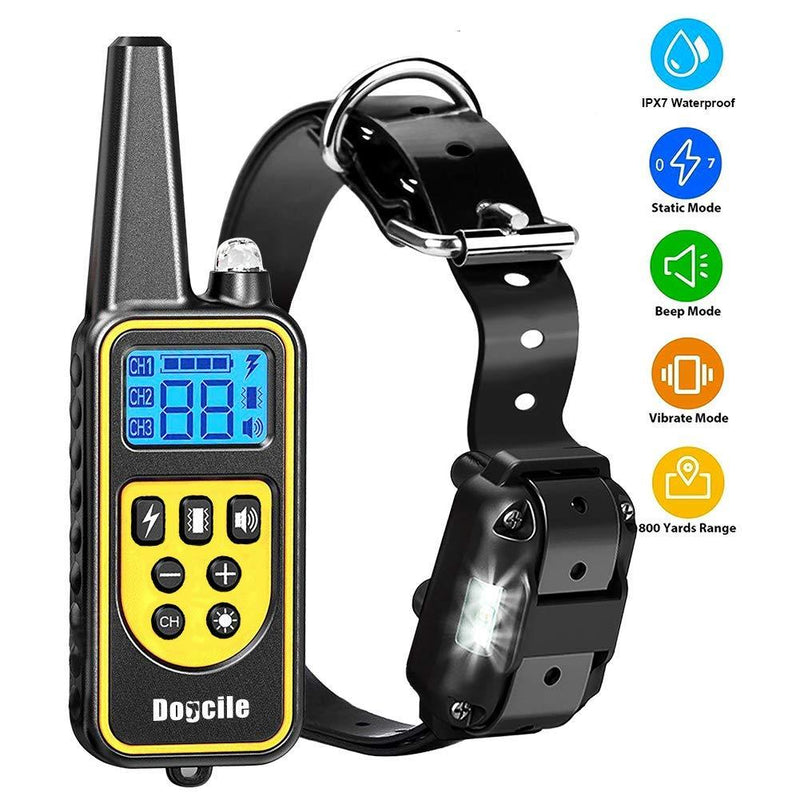 [Australia] - YISENCE Dog Training Collar, Dog Shock Collar with Remote 2500FT Shock Collar for Dogs IPX7 Waterproof Rechargeable w/Beep 99 Levels Vibrate Shock Modes Shock Collar for Small Dogs Medium Large Dogs 