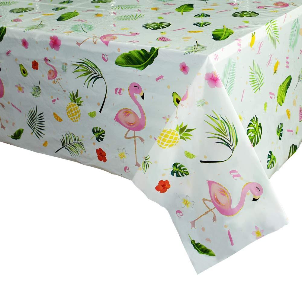 WERNNSAI Flamingo Tablecloth - 108''x 54'' Tropical Luau Party Disposable Plastic Table Cover Pineapple Party Supplies for Kid Girl Picnic Birthday Party Decoration - PawsPlanet Australia