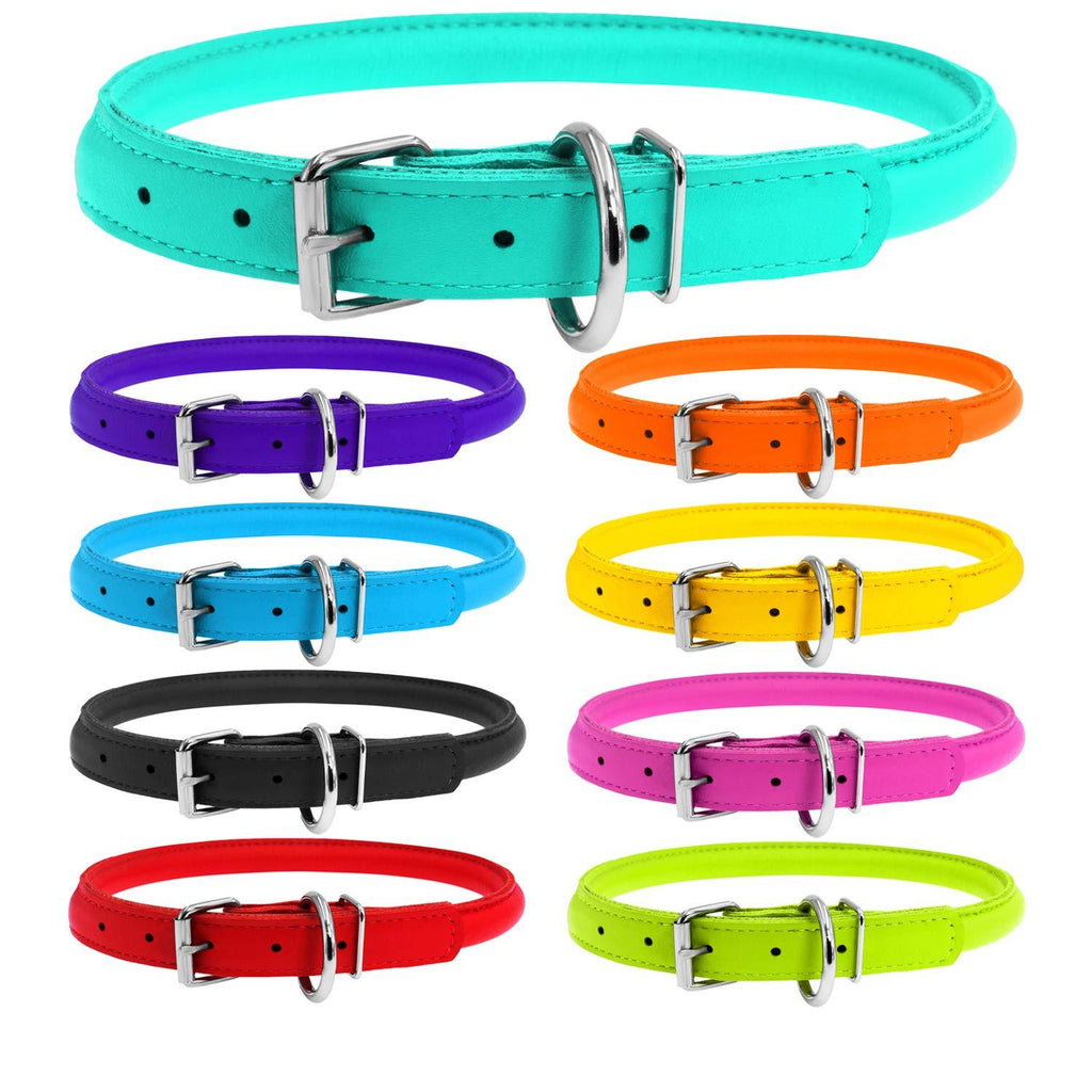 [Australia] - WAUDOG Rolled Leather Puppy Collar for Small Dogs - 6 2/3-7 3/4 inches Neck Size - Rolled Dog Collar Puppy Boy & Girl Puppy Collars - Puppy Collars for Large Breed - Puppy Collar Boy Plus Mint Green 