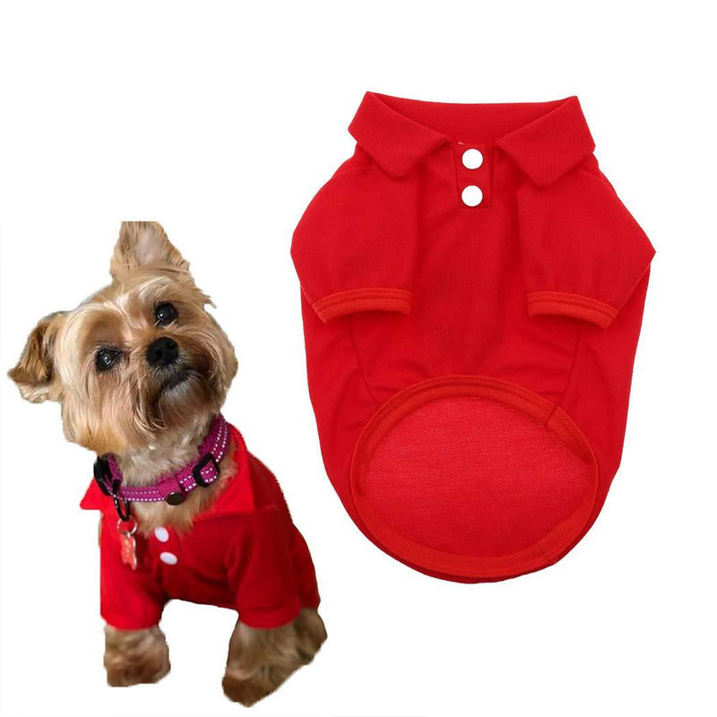 [Australia] - Petea Dog Shirts Pet Puppy Cotton Polo Shirt Basic T-Shirt Clothes for Dogs and Cats XS Red 