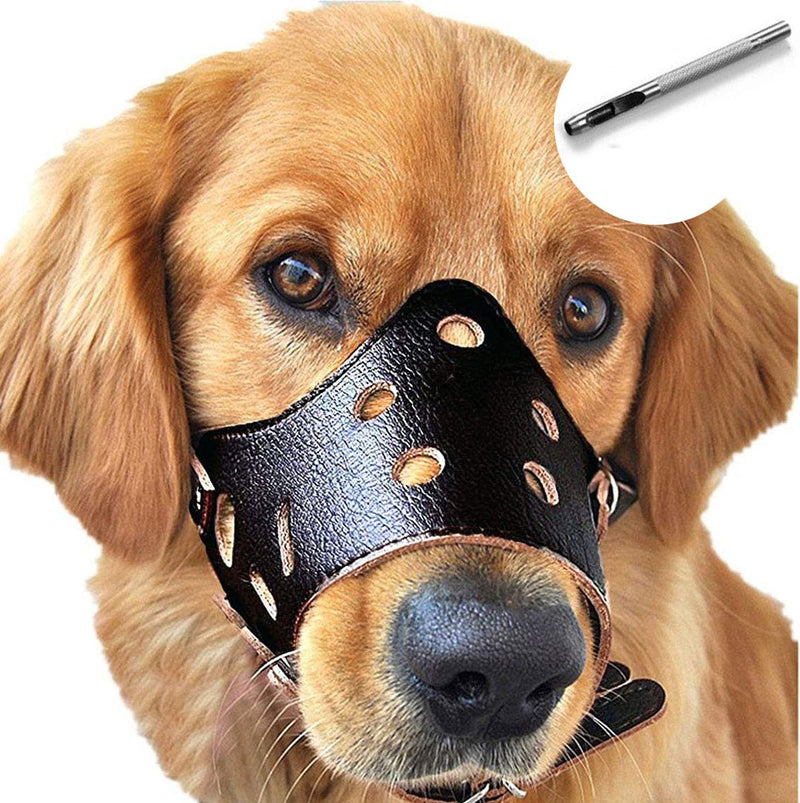 [Australia] - Barkless Dog Muzzle Leather, Comfort Secure Anti-Barking Muzzles for Dog, Breathable and Adjustable, Allows Drinking and Eating, Used with Collars XS Black 