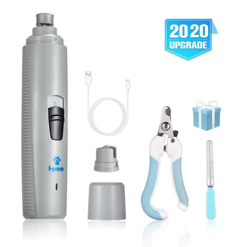 [Australia] - I-pure items Dog Nail Grinder, Electric Dog Nail Trimmer Clipper, 2 Speed Pet Nail Grinder for Dogs Grooming Kit, Rechargeable Painless Cat Paws File Grooming & Smoothing for Small Medium Large Dogs Grey 