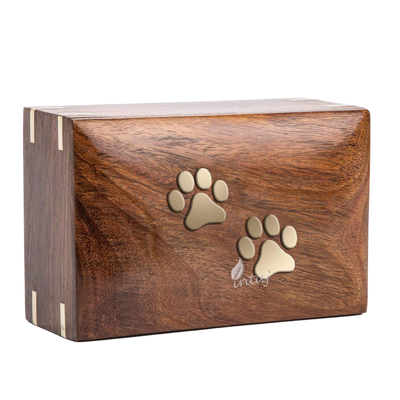 INTAJ Handmade Rosewood Pet Urns for Dogs Ashes, Wooden Urn for Ashes | Handcrafted Urns for Dogs/Cats Pets Ashes | Memorial Keepsake Funeral Urn Box (Two Paws, XS - 5x3x2) Two Paws XS - 5x3x2" - PawsPlanet Australia