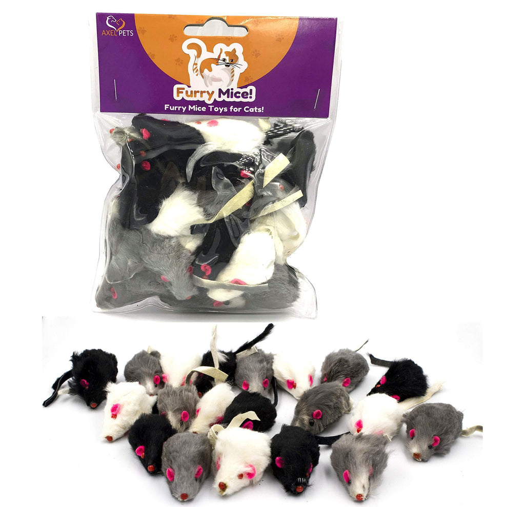 AXEL PETS 20 Furry Mice with Catnip and Rattle Sound Made of Real Rabbit Fur Interactive Catch Play Mouse Toy for Cat, Pack of 20 Mice - PawsPlanet Australia