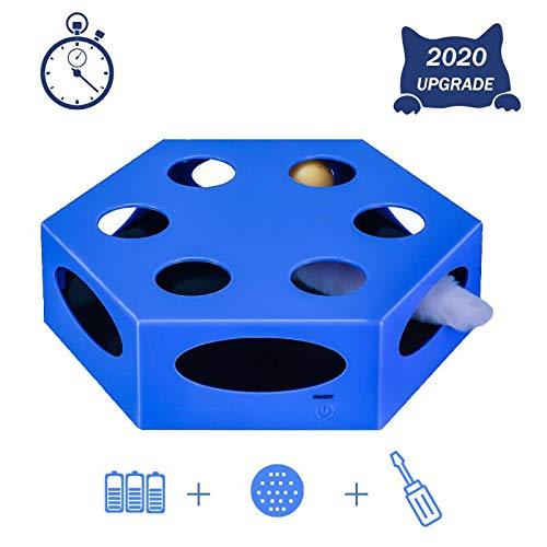 [Australia] - YUEJING Cat Toy Electric Upgrade, Interactive Cat Toys for Indoor Cats with Rotating Worm Teaser and Catnip Ball, Automatic Kitten Toy Low Noise (15 Min Auto Off Timer, Battery Included) Auto-time Cat Toy Blue 