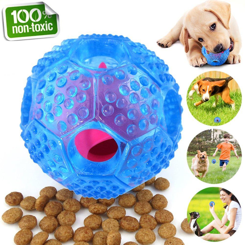 [Australia] - CHLEBEM Interactive Dog Toys, Dog Chew Toys Ball for Small Medium Dogs, IQ Treat Boredom Food Dispensing, Puzzle Puppy Pals Tough Durable Rubber Pet Ball, Best Cleans Teeth Dog Balls (Blue) Blue 