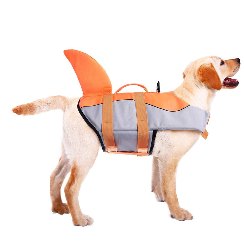 [Australia] - ASENKU Dog Life Jacket Ripstop Pet Floatation Vest Saver Swimsuit Preserver for Water Safety at The Pool, Beach, Boating Medium Orange 