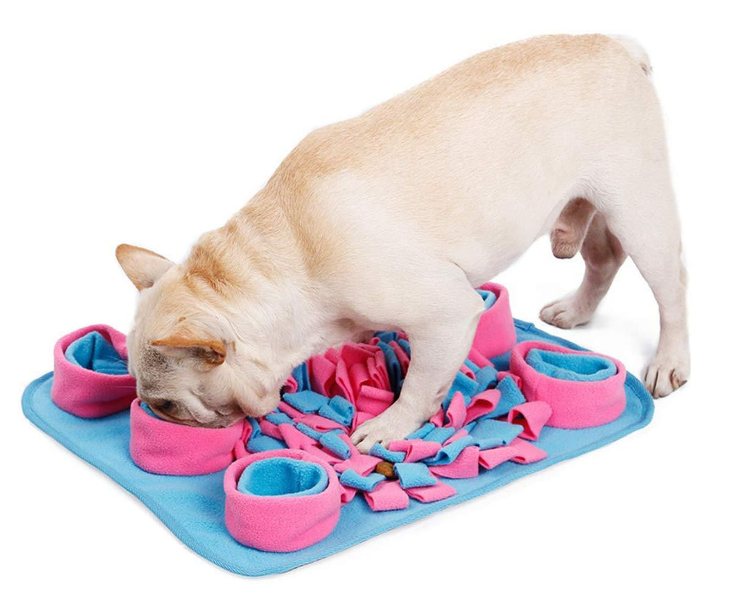 [Australia] - TabEnter Machine Washable Pet Snuffle Mat, Collect Play, Train Sniffing, Slow Feed Function in 1, for Dogs, Cats and Other Small and Medium Sized Pets (L: 17.7 in W: 17.7 in) (Blue and Pink) 