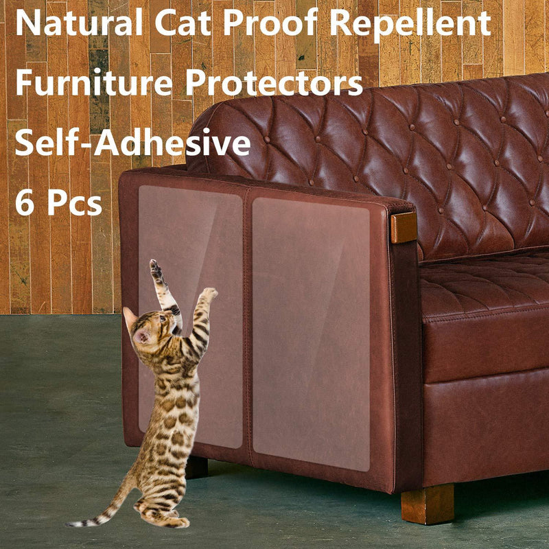 [Australia] - ROLIAT Anti-Scratch Furniture Protectors(Set of 6), Protect Your Furniture from Dog/Cat Claws, Cat Scratch Deterrent Pad, Cat-Proof Couch Guard, Door Shield (6Pcs)Large - 18" L x 8" W’ Clear 