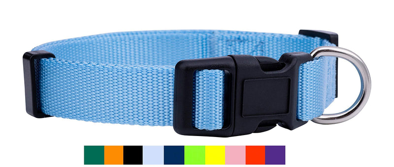 [Australia] - Native Pup Nylon Dog Collar Classic Solid Colors Small Light Blue 