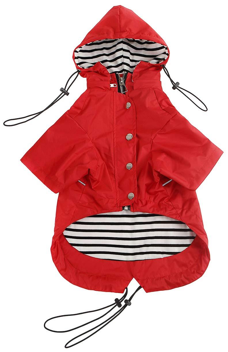 Morezi Dog Zip Up Dog Raincoat with Reflective, Rain/Water Resistant, Adjustable Drawstring, Removable Hood, Stylish Premium Dog Raincoats - Red - S - PawsPlanet Australia