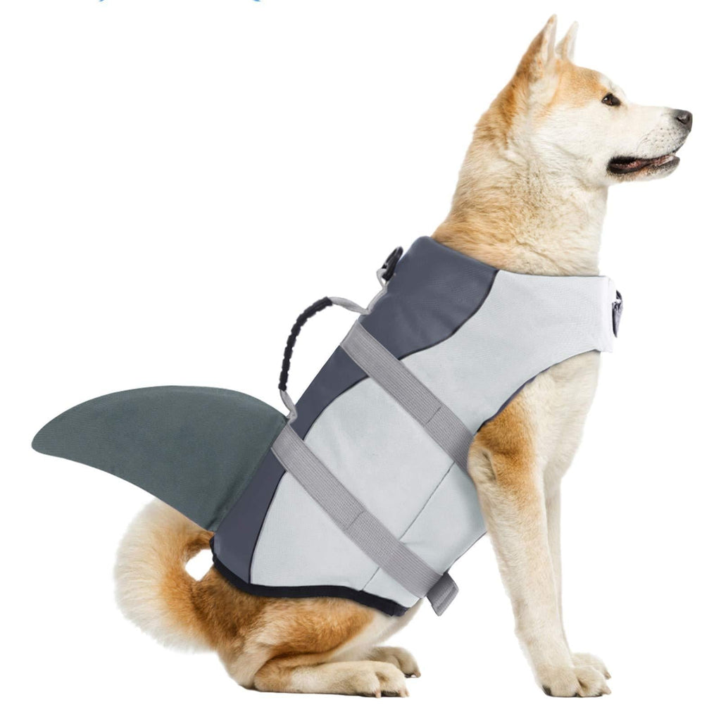 [Australia] - Dog Life Jackets, Ripstop Pet Floatation Life Vest for Small, Middle, Large Size Dogs, Dog Lifesaver Preserver Swimsuit for Water Safety at The Pool, Beach, Boating X-Large Grey Shark 