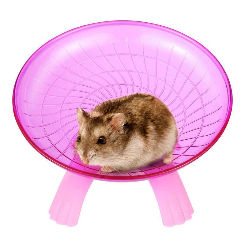 POPETPOP Flying Saucer Wheel Spinner Non Slip Run Disc for Hamsters Hedgehogs Small Pets Exercise Wheel (Pink) - PawsPlanet Australia