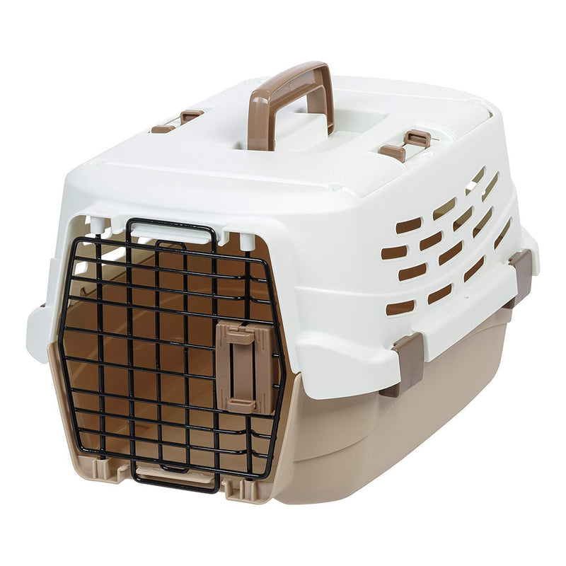 Iris Ohyama, Pet carrier / transport box / travel crate, 2 removable doors (front & top), well ventilated, nestable, for cat & dog max 5 kg - Pet Carry UPC-490 - White - PawsPlanet Australia