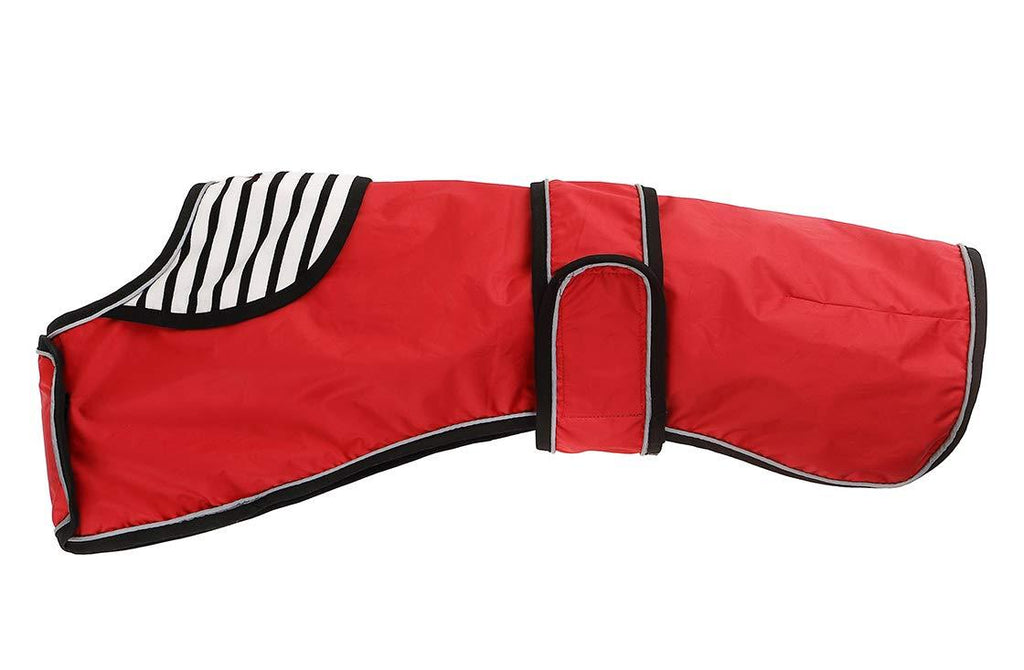 [Australia] - Morezi Dog Raincoat with Reflective Bar, Rain/Water Resistant, Adjustable Vest - Stylish Premium Dog Raincoats for Greyhounds, Lurchers and Whippets Medium (Length: 22") Red 