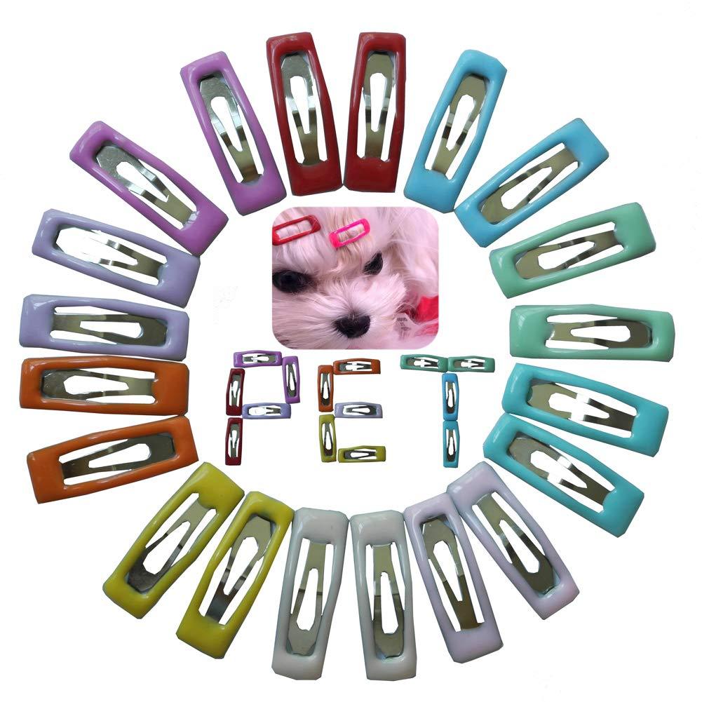 petalk 20pc/Pack Small Dog Hair Clips Mini Clips for Small Breed Teacup Yorkie,Maltese Dog Accessories Rectangle - PawsPlanet Australia