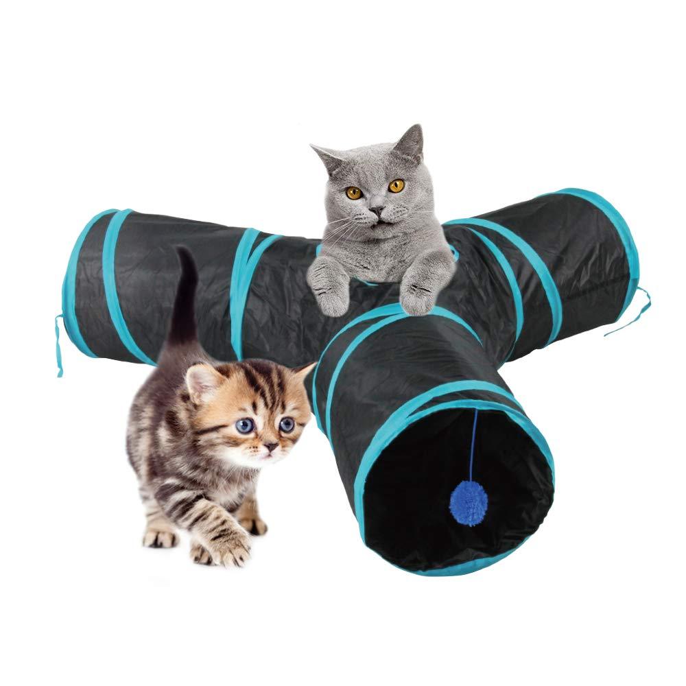PAWISE Cat Toys Cat Tunnel and Cat Cube Pop Up Collapsible Kitten Indoor Outdoor Toys 3-Way - PawsPlanet Australia