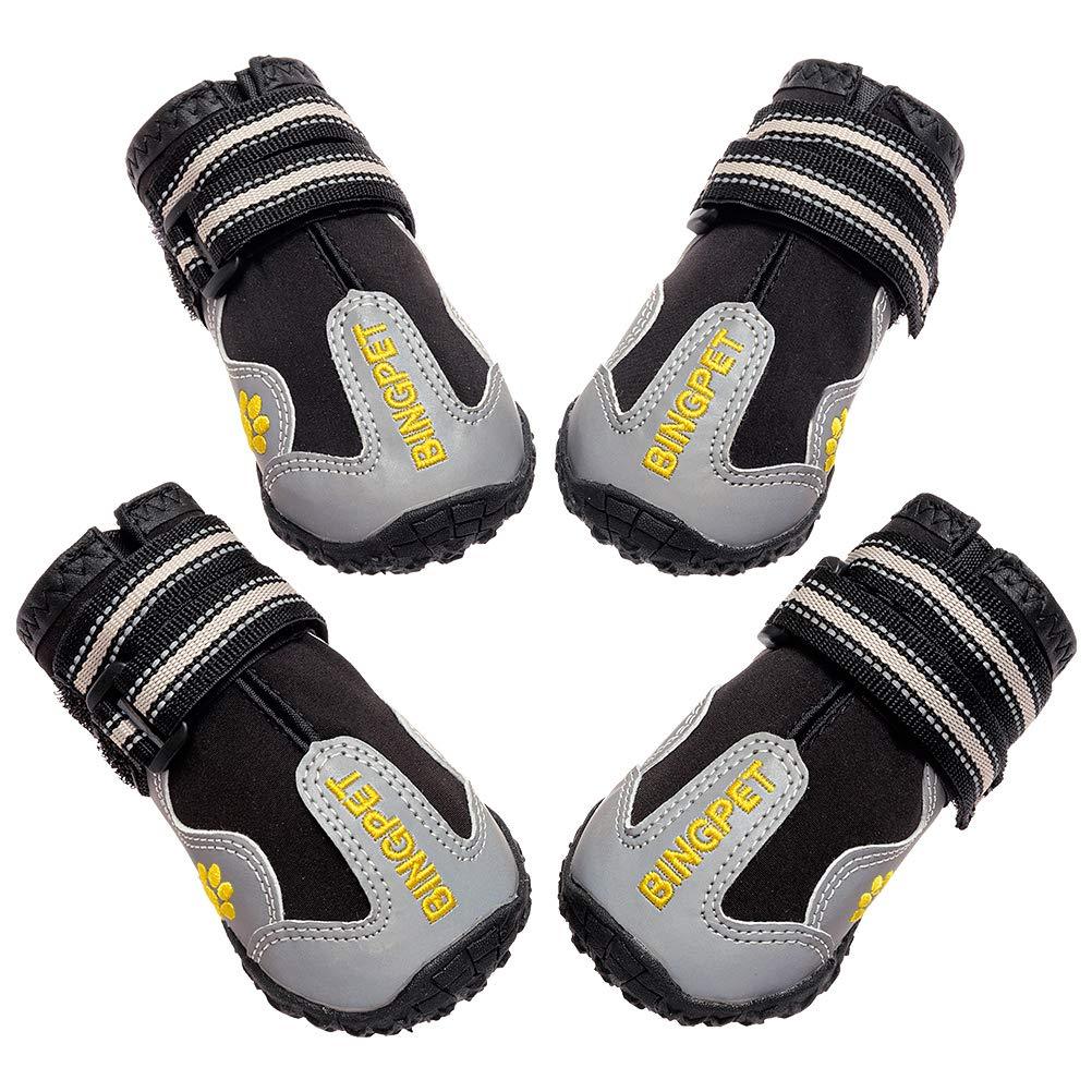 [Australia] - BINGPET Dog Boots Waterproof Shoes for Medium to Large Dogs Anti-Slip Paw Protectors with Adjustable Reflective Straps 4 Pcs 7: 3.1"x 2.8" 