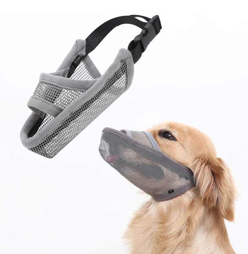 [Australia] - Crazy Felix Nylon Dog Muzzle for Small Medium Large Dogs, Air Mesh Breathable and Drinkable Pet Muzzle for Anti-Biting Anti-Barking Licking Grey 