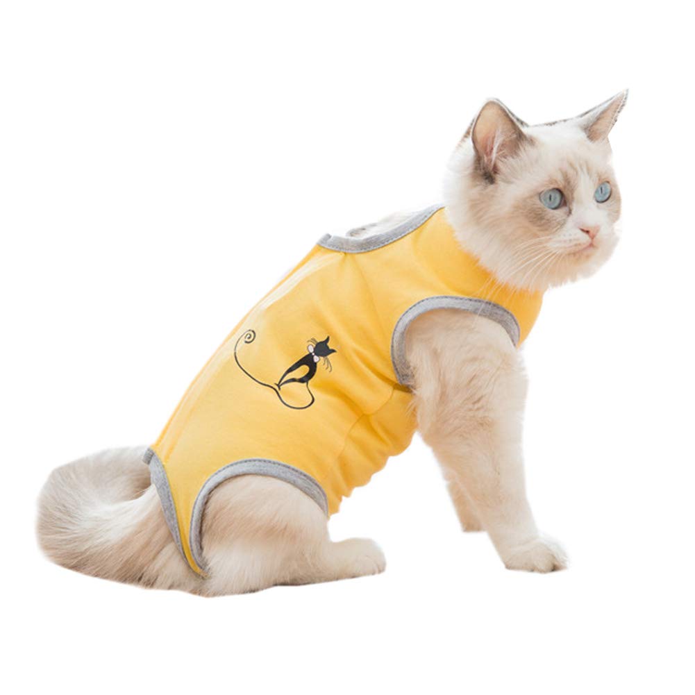 Coppthinktu Cat Recovery Suit for Abdominal Wounds or Skin Diseases Breathable Cat Surgical Recovery Suit for Cats E-Collar Alternative After Surgery Wear Anti Licking Wounds Small A-Yellow - PawsPlanet Australia