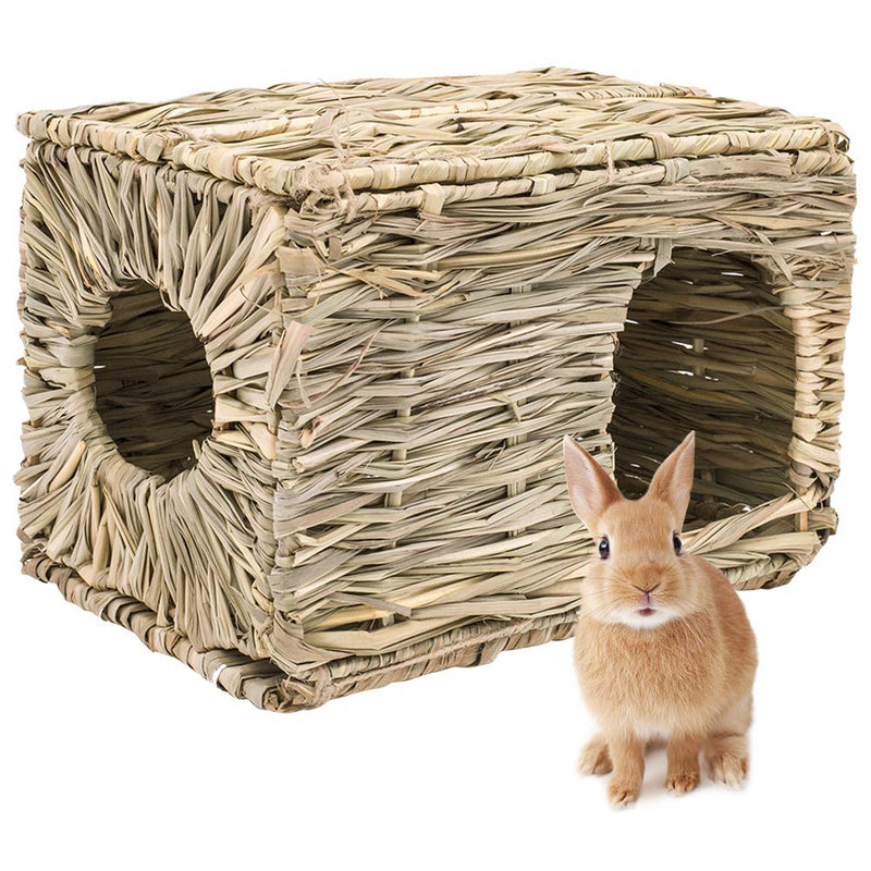 [Australia] - PAWCHIE Grass House for Rabbits, Guinea Pigs, Natural Seagrass Hand Woven Folding for Small Animals 