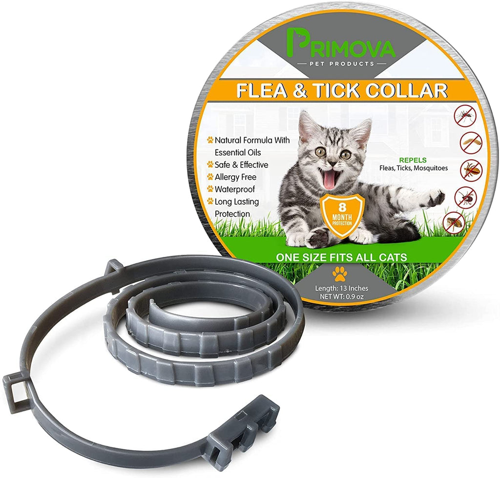 Primova Pet Products - Flea and Tick Cat Collar with Flea Comb, Adjustable Waterproof Kitten Collar, Naturally Formulated with Essential Oil - PawsPlanet Australia