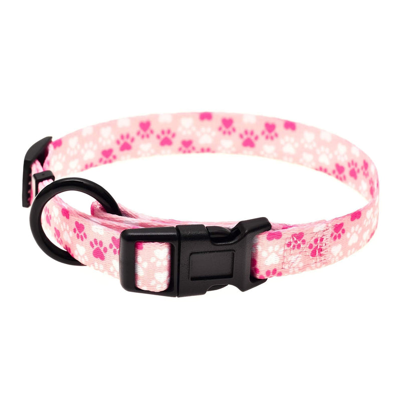 [Australia] - Mile High Life | Dog Collar | Cute Patterns | Soft Smooth Fabric | Small/Medium/Large (6 Colors 3 Sizes) Medium Neck 13"-17" -40 lb Pink Foot 