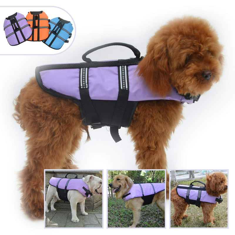 [Australia] - Lovelonglong Pet Clothing Dog Lifejacket Life Jackets for Large Medium Small Dogs Swimming Safe Boating Coat Dog Swim Protect Outwear L (Rec.15-20 Pounds) Purple 