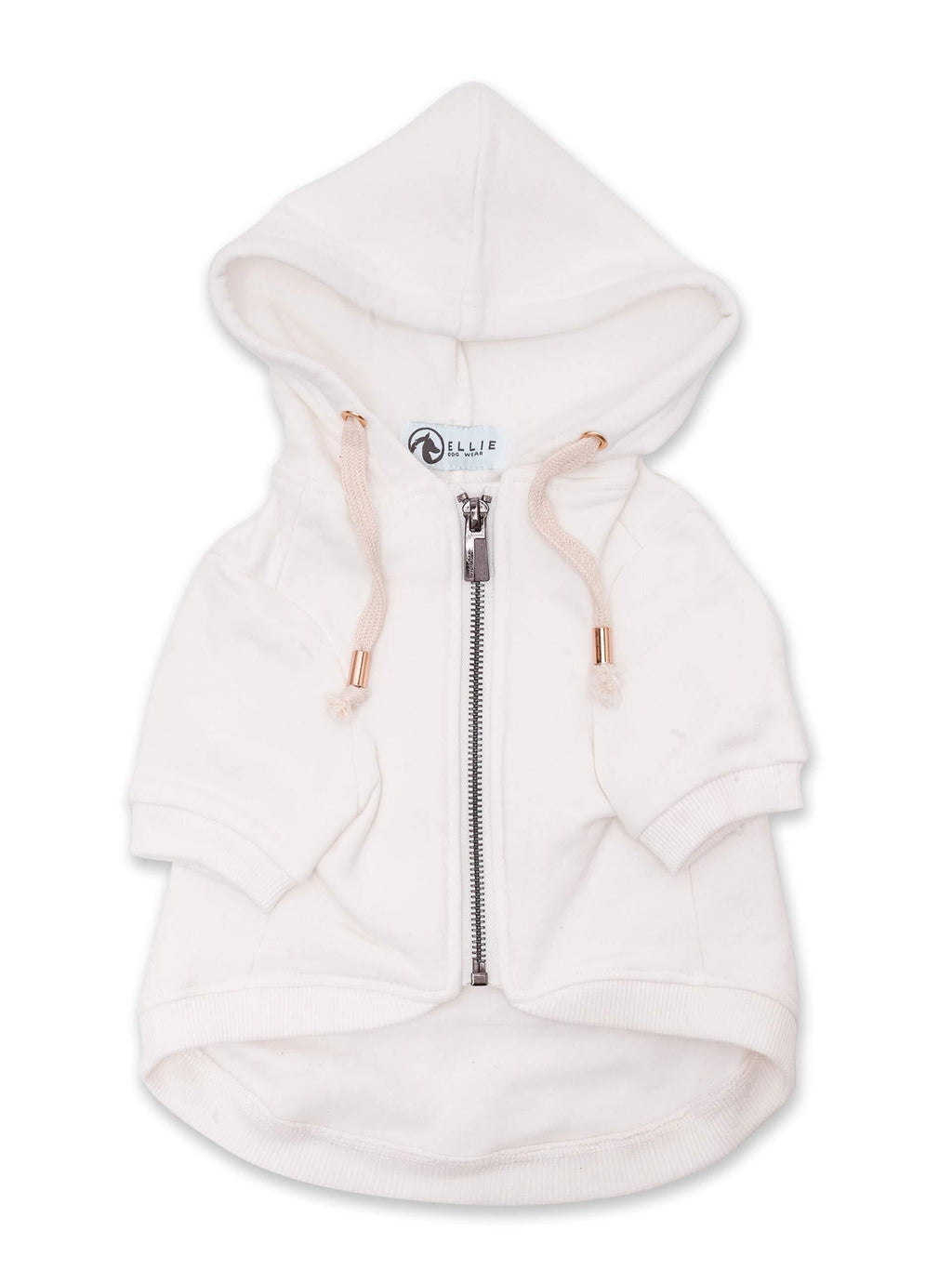 [Australia] - Ellie Dog Wear Adventure Zip Up White Dog Hoodie & Gold Accents with Hook & Loop Pockets and Adjustable Drawstring Hood - XXS to XXL Available - Comfortable & Versatile Dog Hoodies S 