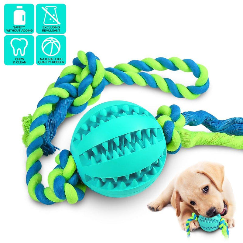 [Australia] - CHLEBEM Interactive Dog Toys, Dog Chew Toys Ball for Small Medium Dogs, IQ Treat Boredom Food Dispensing, Puzzle Puppy Pals Tough Durable Rubber Pet Ball, Best Cleans Teeth Dog Balls Blue 