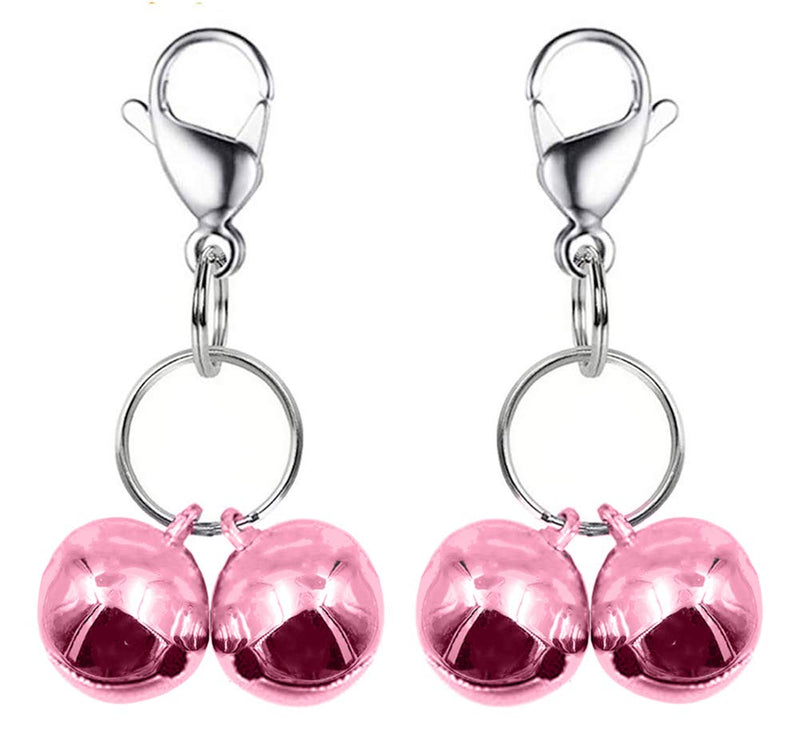IVIA PET 4 Sets Cat Bell for Dog Collar Charm Training Pet Pendant Accessories with 2 Pack Stainless Steel Dog Tag Clips X-S Pink - PawsPlanet Australia