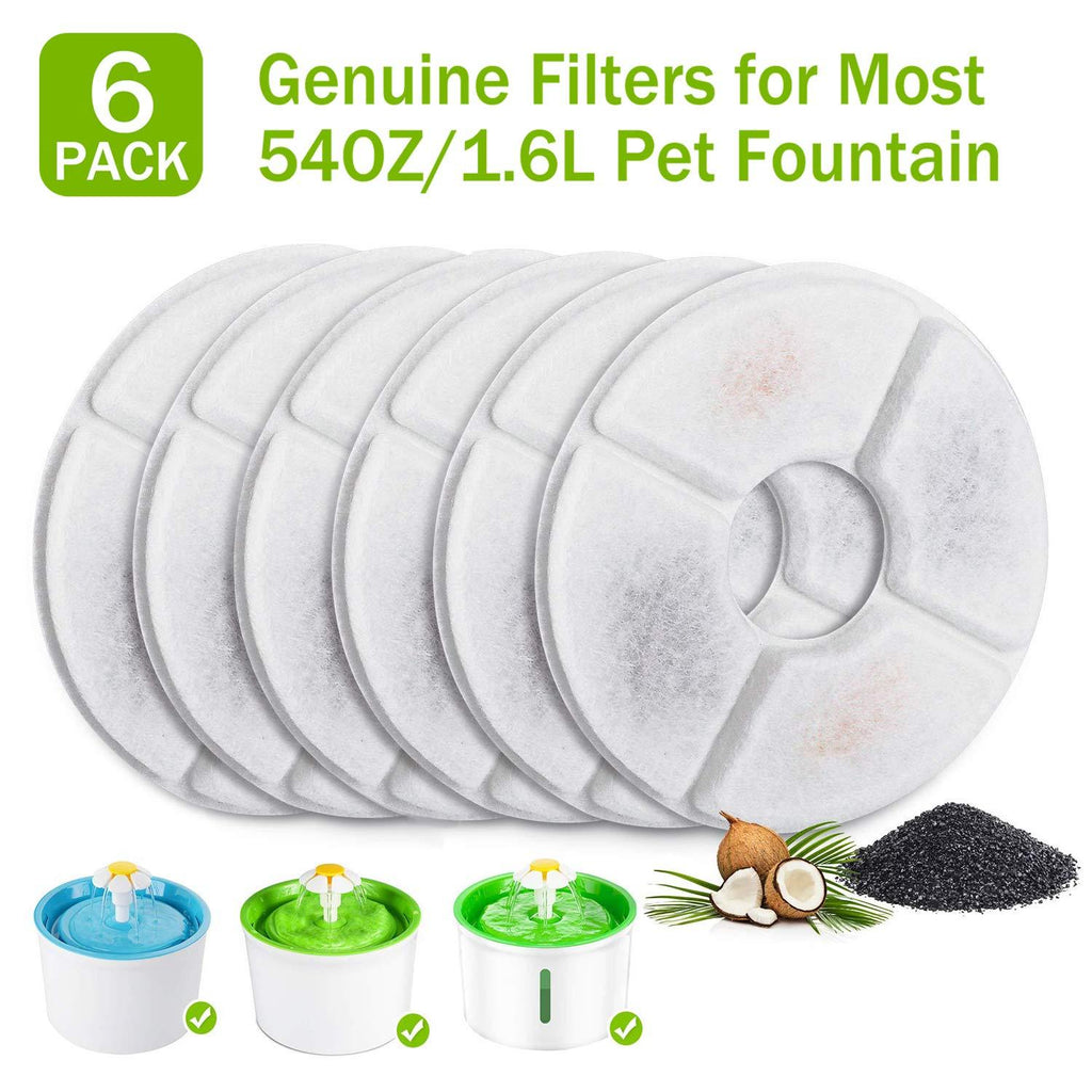 [Australia] - PG.KINWANG Cat Fountain Filters Replacement for 54oz/1.6L Automatic Pet Fountain Cat Water Fountain Dog Water Dispenser,Ion Exchange Resin and Coconut Activated Carbon,Pack of 6 