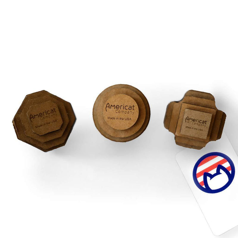 [Australia] - Americat Company Set of 3 Made in The USA Cat Toy Balls – Exercise, Hunt, Chase, Fetch, Bat – Wobble Balls for Independent and Interactive Play Variety Pack 