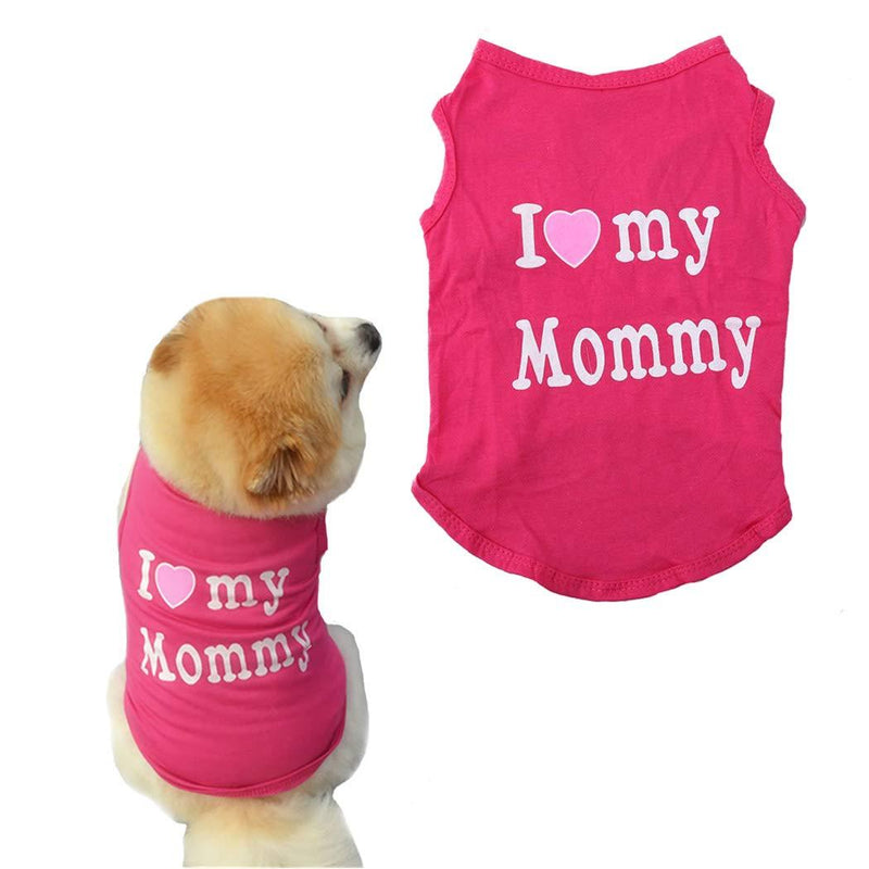 Fstrend Mommy Dog Cat Shirt Summer Clothes Pet Puppy T-Shirts Cotton Vest Clothes for Dogs and Cats (XS, Rose Red) XS - PawsPlanet Australia