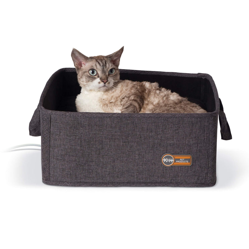 [Australia] - K&H PET PRODUCTS Thermo-Basket Indoor Heated Cat Bed, Foldable, Gray, 15in x 15in, 4W 