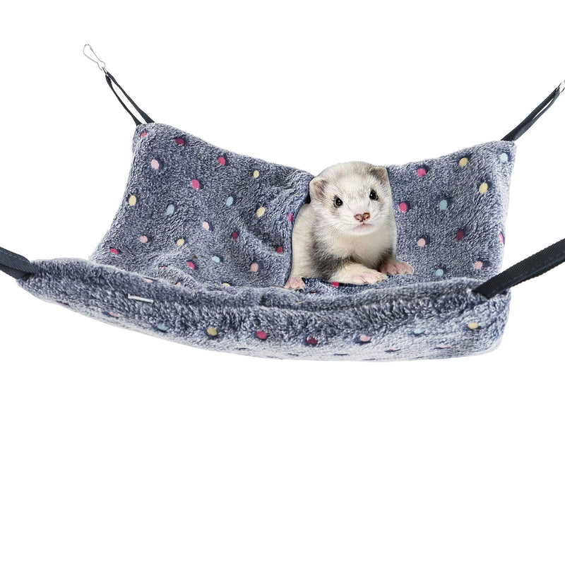 Niteangel Hanging Hammock Nap Sack Swing Bag Pet Sleeper for Ferret Rat Sugar Glider and Other Small Animals (Blue, Star - 3 Tier) Blue Polka Dots - PawsPlanet Australia