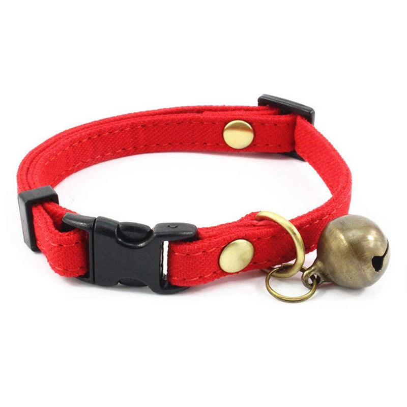 [Australia] - Benala Pet Safety Adjustable Kitten Collar with Retro Bell Safety Release Buckle Dog cat Necklace S:(neck 8-13") Red 