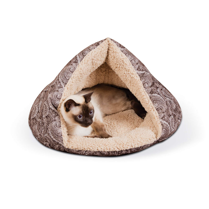 [Australia] - K&H PET PRODUCTS Self-Warming Hut Cat Bed, Brown 