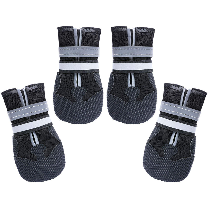 Dimicoo Breathable Mesh Dog Boots Nonslip Soft Rubber Sole Dog Shoes for Daily (Pack of 4) S ( 1.97" width ) Black - PawsPlanet Australia