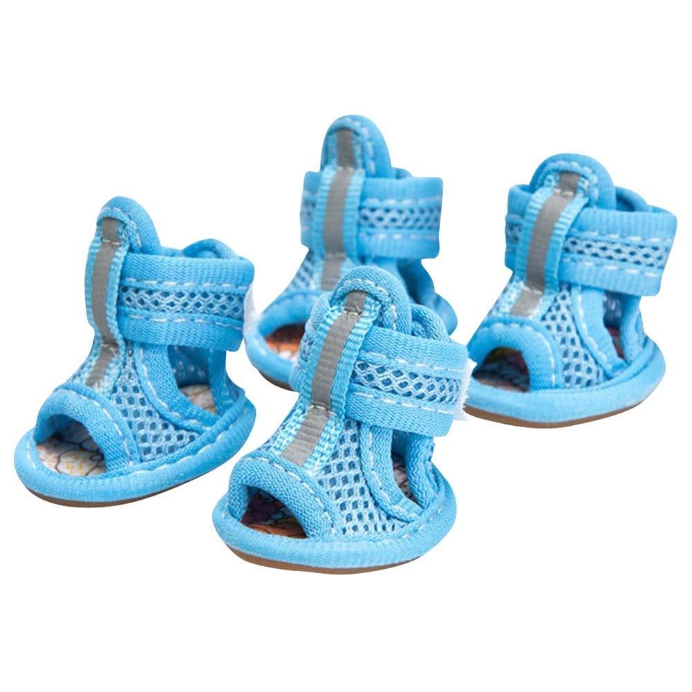 [Australia] - AOFITEE Summer Dog Shoes Breathable Mesh Puppy Boots, Adjustable Dog Sandals Anti-Slip Pet Paw Protector for Hot Pavement XL Blue Mesh Dog Shoes 