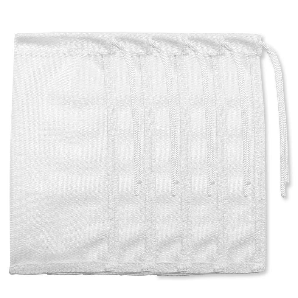 [Australia] - 5 Pack Small Aquarium Mesh Media Filter Bags, 3 by 8 inches High Flow Mesh Bag with Drawstrings for Activated Carbon Reusable Fish Tank Charcoal Filter Bag for Fresh or Saltwater Tanks,White 