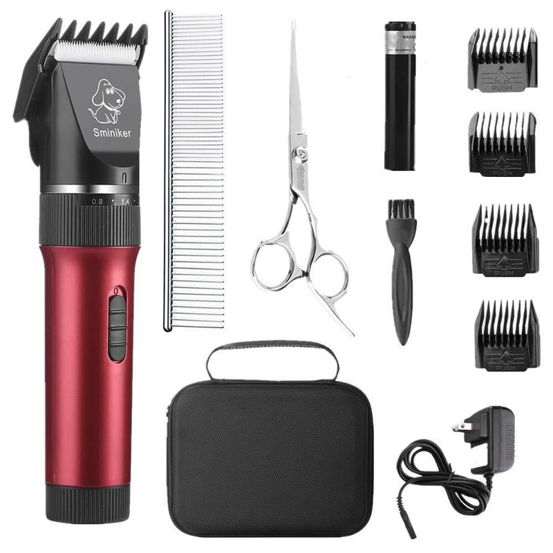 [Australia] - Sminiker Low Noise Cat and Dog Clippers Rechargeable Cordless Pet Clippers Grooming Kit with Storage Bag 5 Speed Professional Animal Clippers Pet Grooming Kit 