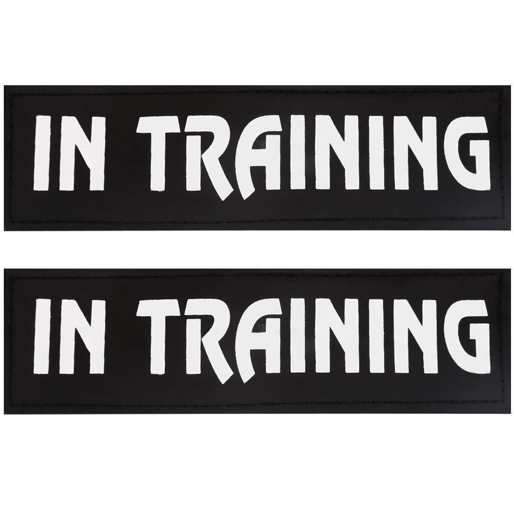 [Australia] - Bolux Dog Vest Patches, 2 PCS Removable Patches Velcro for Dog Harness – Emotional Support/Service Dog/in Training/THAREPY Dog/DO NOT PET/Keep Going PU Dog Halter Patches IN TRAINING Medium - 4.3×1.2 inch 