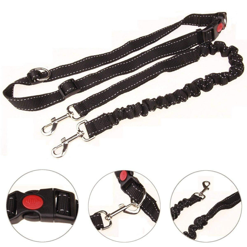[Australia] - Mew Hands Free Dog Leash with Dual Bungees for Dogs, Adjustable Reflective Waist Belt for Running Walking Hiking Jogging Biking 